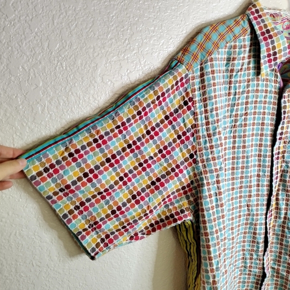 Robert Graham Short Sleeve Color Block Embroidered Shirt Sz Xl Tall - Picture 4 of 10